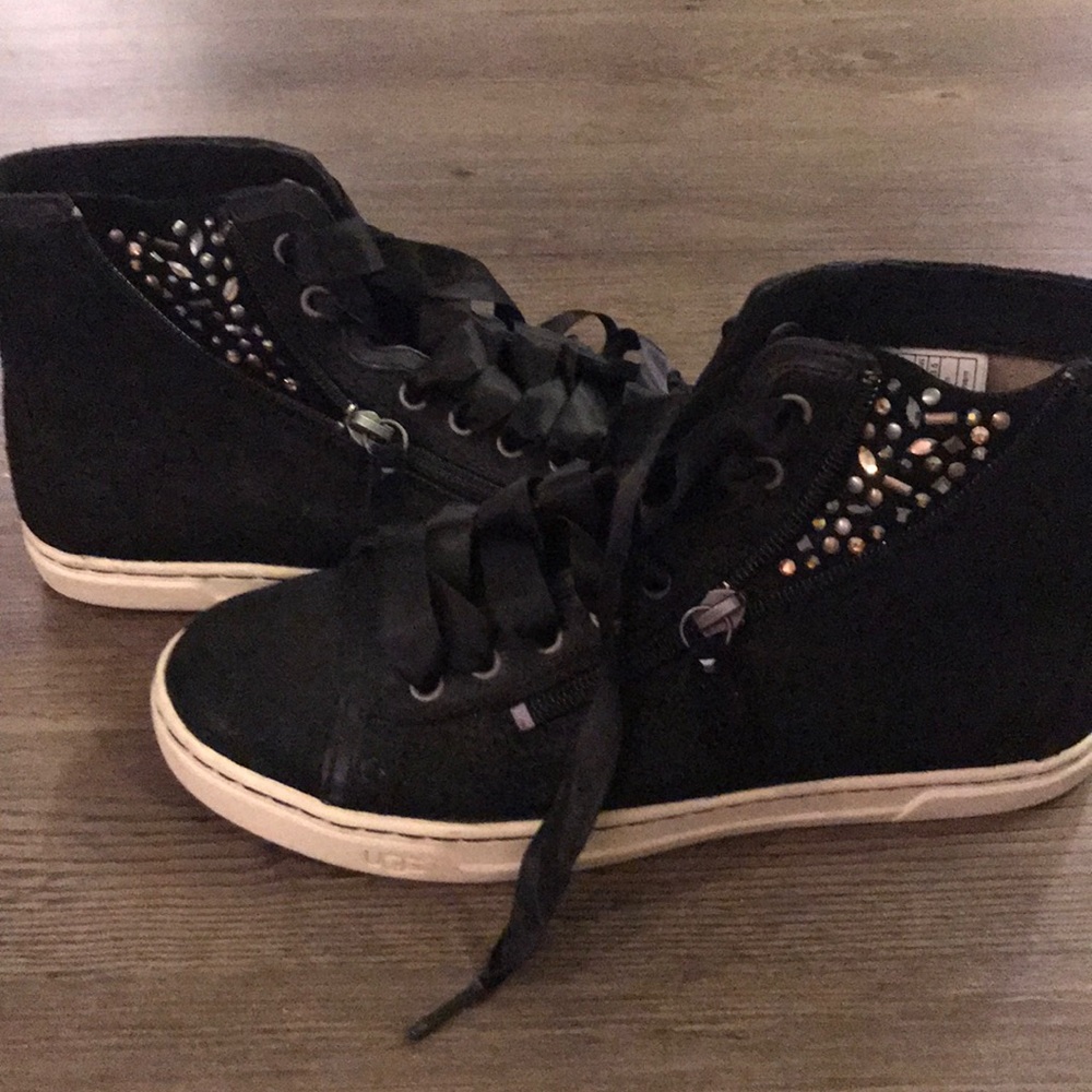 Ugg black suede high top sneakers 6.5